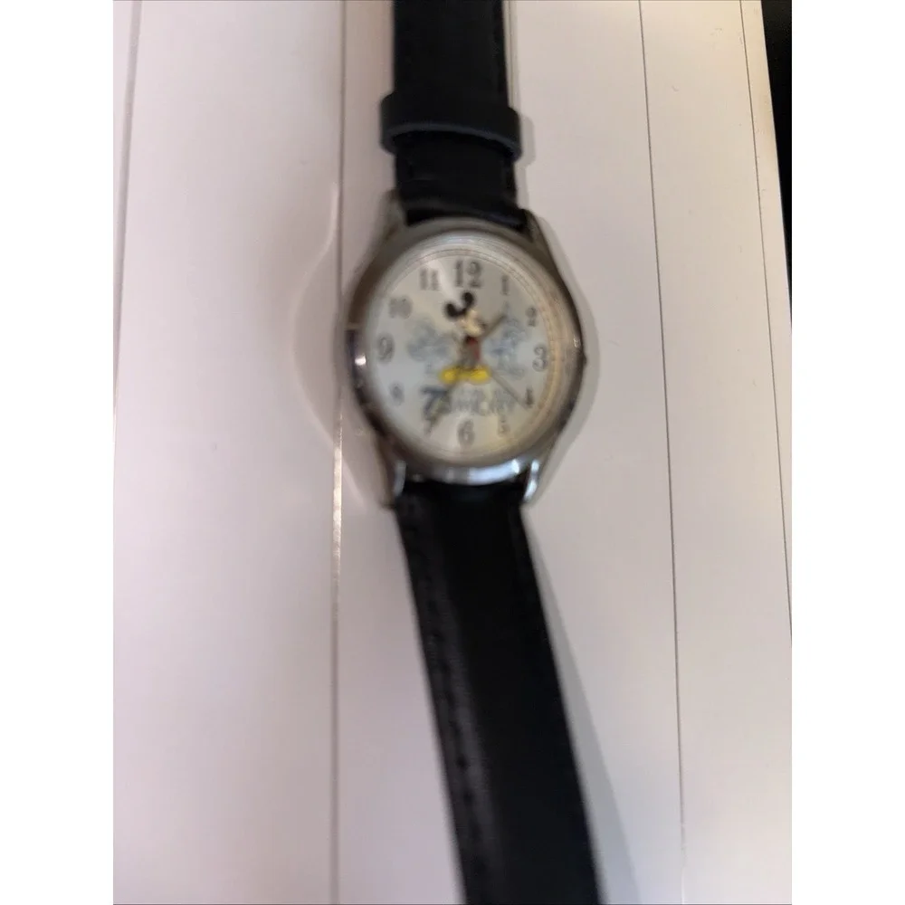 Vtg Disney 75 Years With Mickey Mickey Mouse Watch New Battery New Leather Band